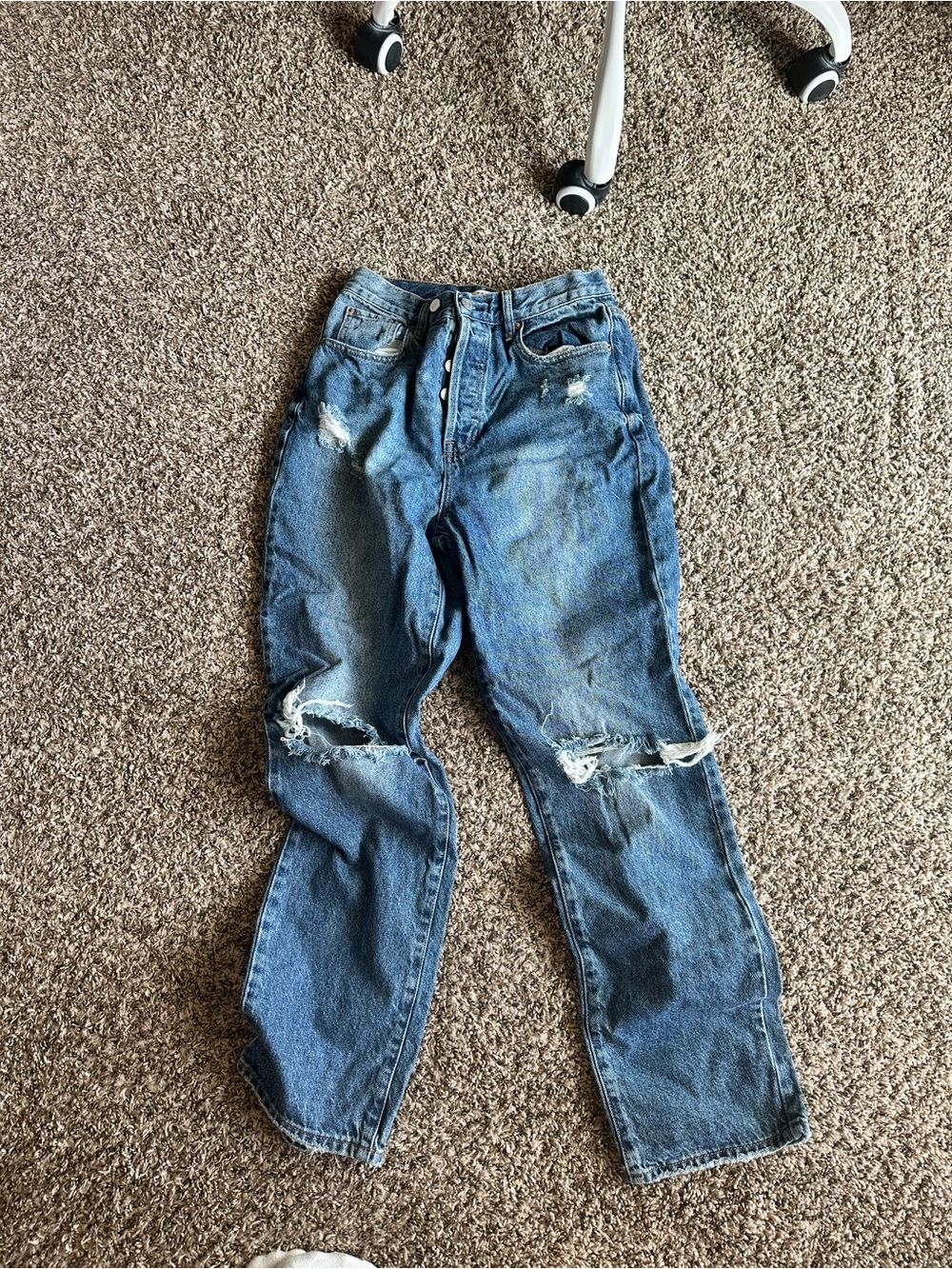 PacSun Women's Distressed Blue Straight Leg Jeans